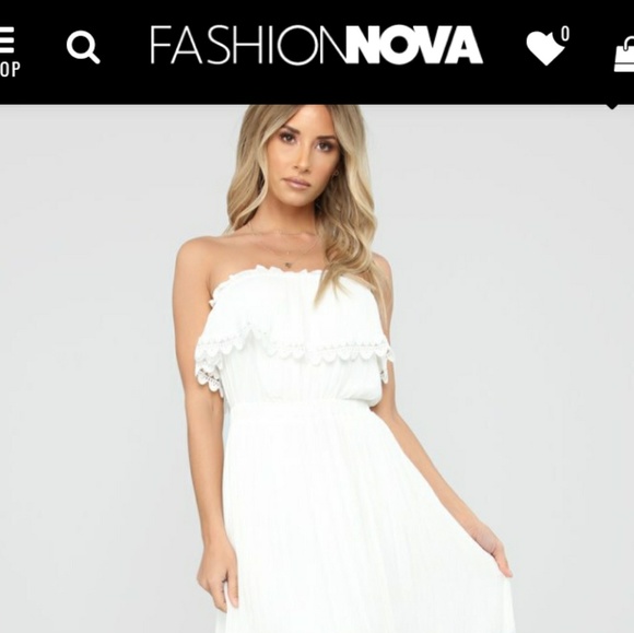 Fashion Nova Dresses & Skirts - White boho maxi dress strapless